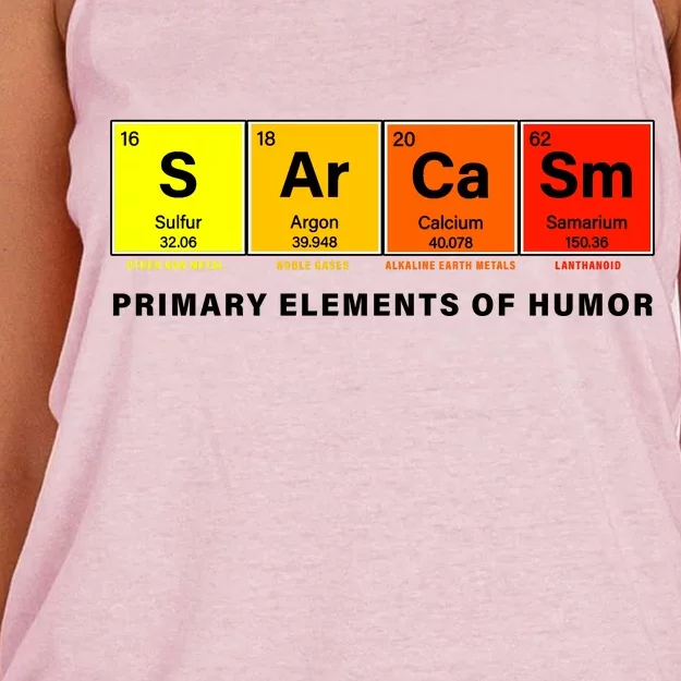 Sarcasm Primary Elements of Humor Women's Knotted Racerback Tank