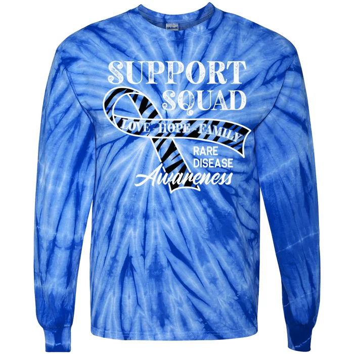 Support Awareness Squad I Zebra Ribbon I Rare Diseases Tie-Dye Long Sleeve Shirt