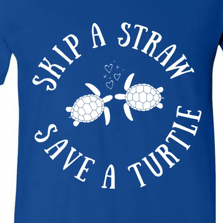 Skip A Straw Save A Turtle Cute Turtle Graphic Gift V-Neck T-Shirt