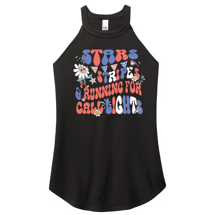 Stars And Stripes Running For Call Lights 4th Of July Nurse Women’s Perfect Tri Rocker Tank