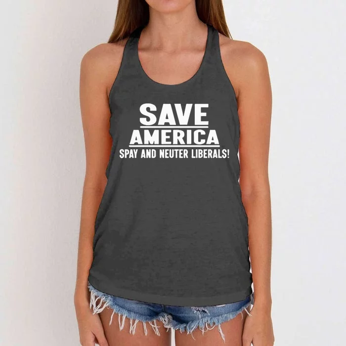 Save America Spay And Neuter Liberals Women's Knotted Racerback Tank