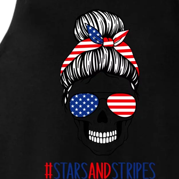 Stars And Stripes Fourth Of July Skull Meaningful Gift Ladies Tri-Blend Wicking Tank