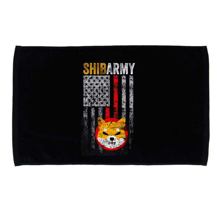 Shiba Army, Shiba Inu Coin With American Flag Microfiber Hand Towel