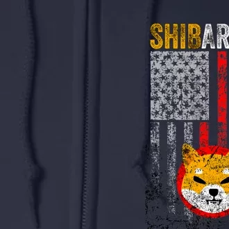 Shiba Army, Shiba Inu Coin With American Flag Full Zip Hoodie