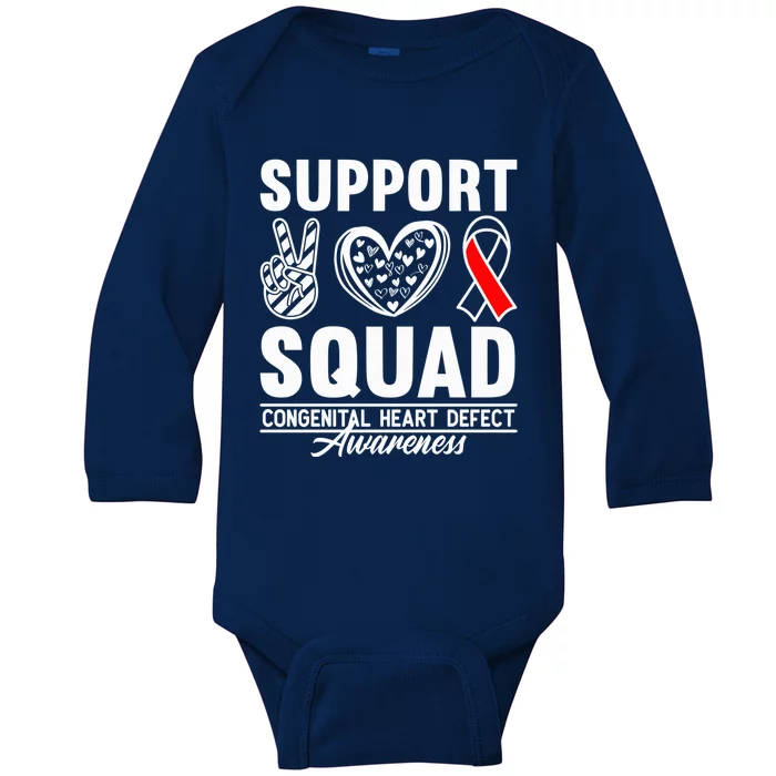 Support Awareness Squad I CHD Congenital Heart Defect Baby Long Sleeve Bodysuit