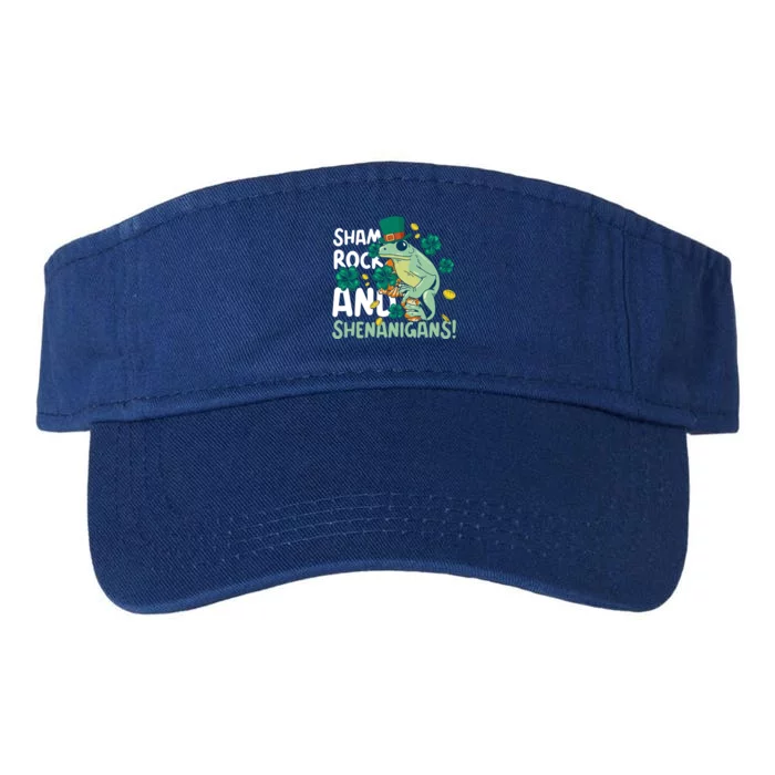 Shamrock And Shenanigans With A Frog For St Patrick's Day Gift Valucap Bio-Washed Visor