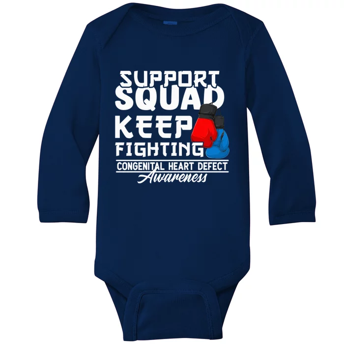 Support Awareness Squad I CHD Congenital Heart Defect Baby Long Sleeve Bodysuit