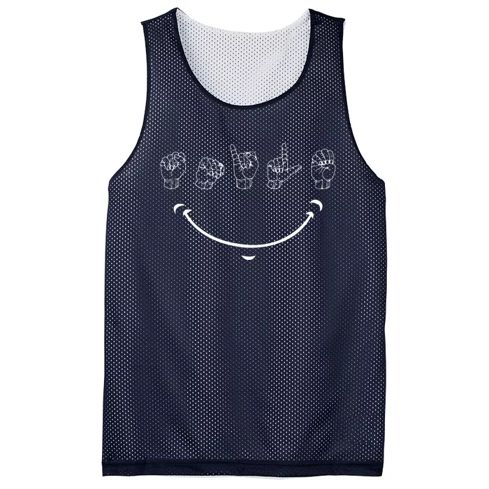 Smile American Sign Language ASL Mesh Reversible Basketball Jersey Tank