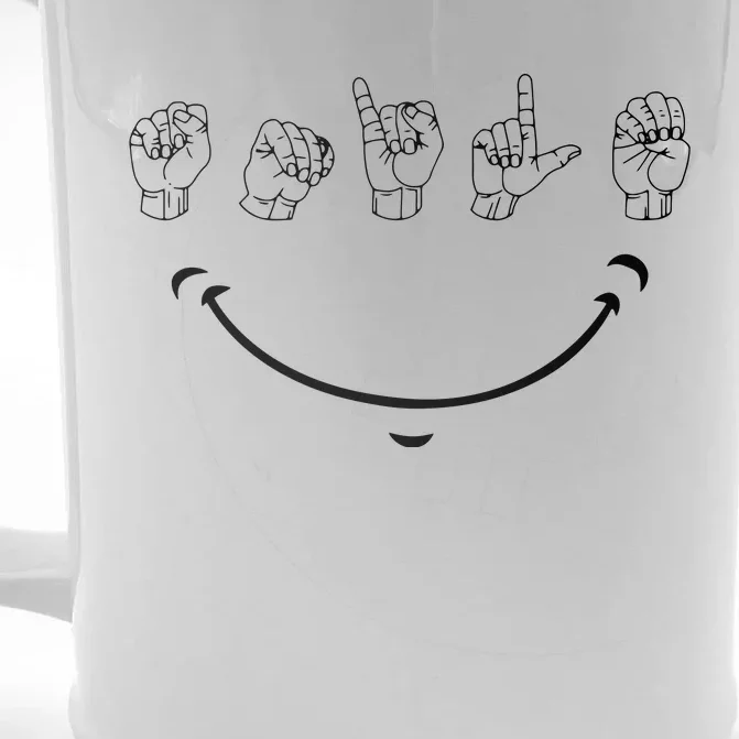 Smile American Sign Language ASL Front & Back Beer Stein