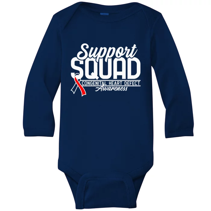 Support Awareness Squad I CHD Congenital Heart Defect Baby Long Sleeve Bodysuit