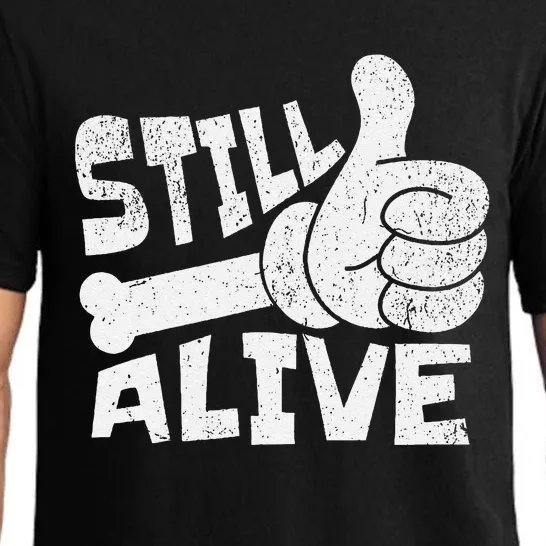 Still Alive Skeleton Hand Dark Humor Graphic Pajama Set