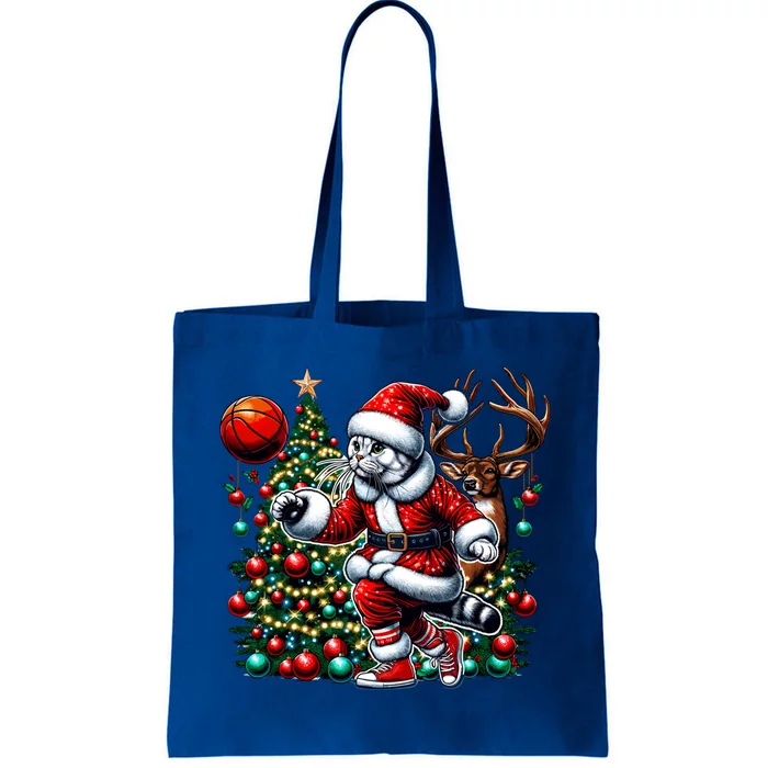 Santa American Shorthair Cat Play Basketball Christmas Funny Meaningful Gift Tote Bag