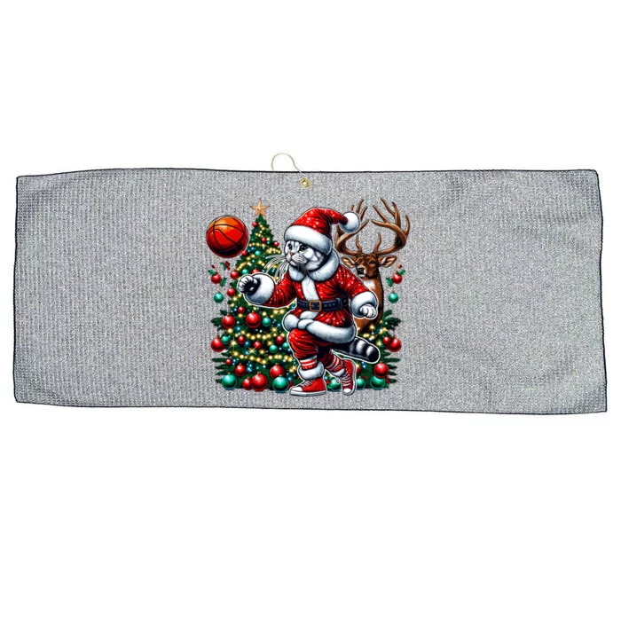 Santa American Shorthair Cat Play Basketball Christmas Funny Meaningful Gift Large Microfiber Waffle Golf Towel