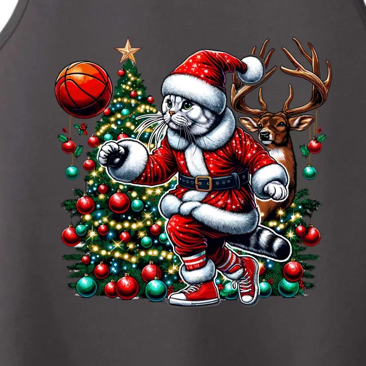 Santa American Shorthair Cat Play Basketball Christmas Funny Meaningful Gift Performance Tank