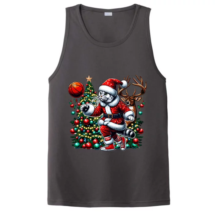 Santa American Shorthair Cat Play Basketball Christmas Funny Meaningful Gift Performance Tank