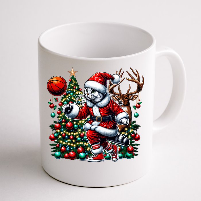 Santa American Shorthair Cat Play Basketball Christmas Funny Meaningful Gift Front & Back Coffee Mug