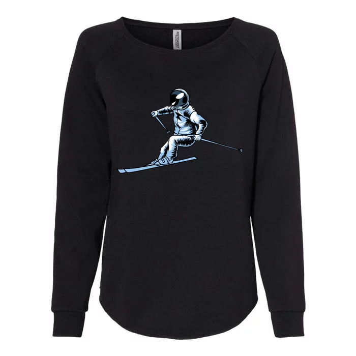 Skier Astronaut Ski Winter Sports Gift Skiing Meaningful Gift Womens California Wash Sweatshirt