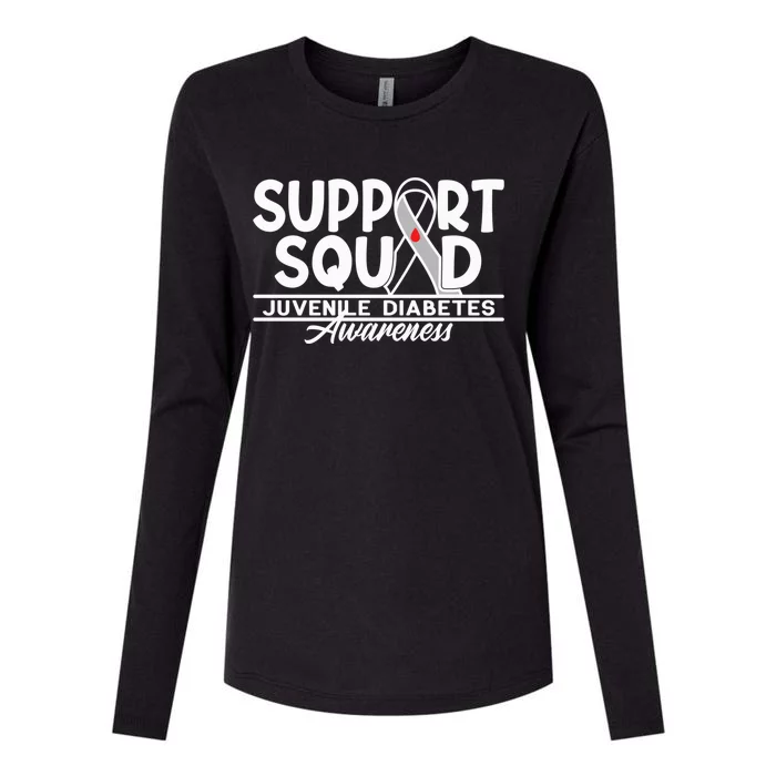 Support Awareness Squad I Juvenile T1D Type 1 Diabetes Womens Cotton Relaxed Long Sleeve T-Shirt