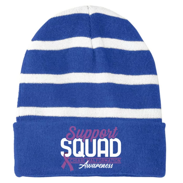 Support Awareness Squad I CM Cerebellum Chiari Malformation Striped Beanie with Solid Band