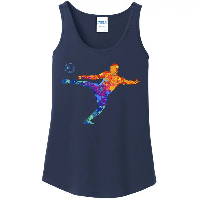 Soccer Athlete Sports Graphic Drawing Ladies Essential Tank