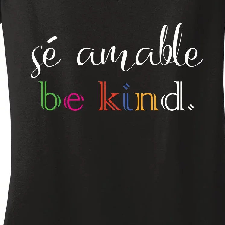 Se Amable Spanish Teacher Gift Be Kind Women's V-Neck T-Shirt