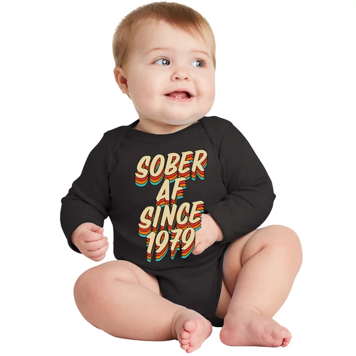 Sober Af Since 1979 Funny Sobriety Anniversary Party Supply Baby Long Sleeve Bodysuit