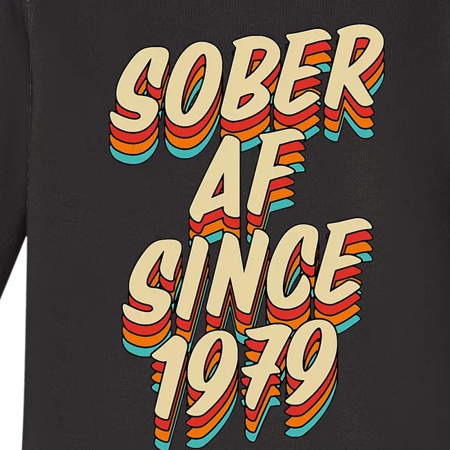 Sober Af Since 1979 Funny Sobriety Anniversary Party Supply Baby Long Sleeve Bodysuit