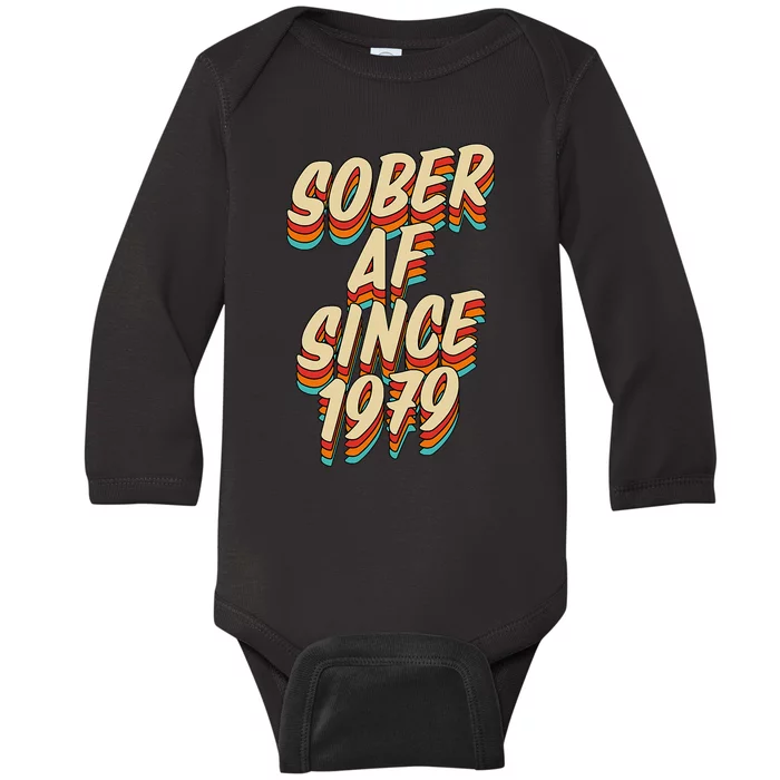 Sober Af Since 1979 Funny Sobriety Anniversary Party Supply Baby Long Sleeve Bodysuit