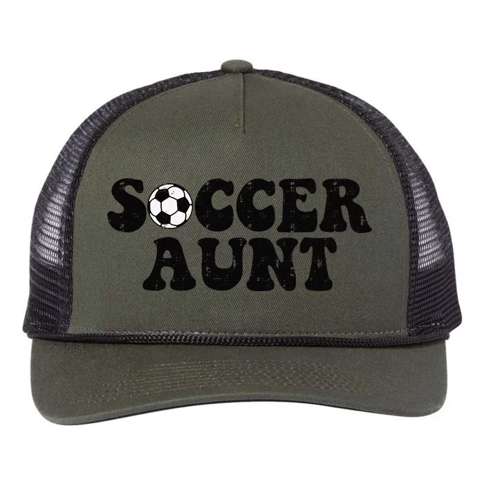 Soccer Aunt Sports Auntie Life Valentines Day Soccer Lover Retro Rope Trucker Hat Cap