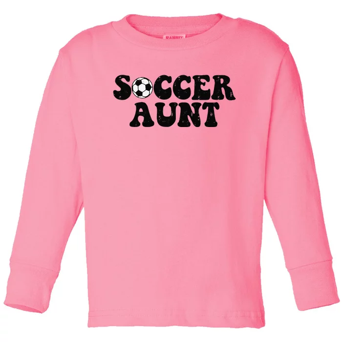 Soccer Aunt Sports Auntie Life Valentines Day Soccer Lover Toddler Long Sleeve Shirt