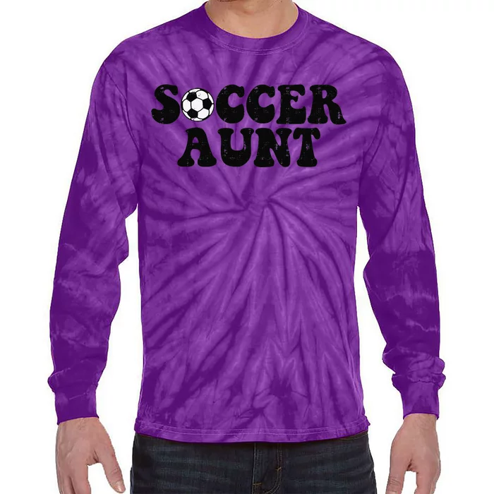 Soccer Aunt Sports Auntie Life Valentines Day Soccer Lover Tie-Dye Long Sleeve Shirt