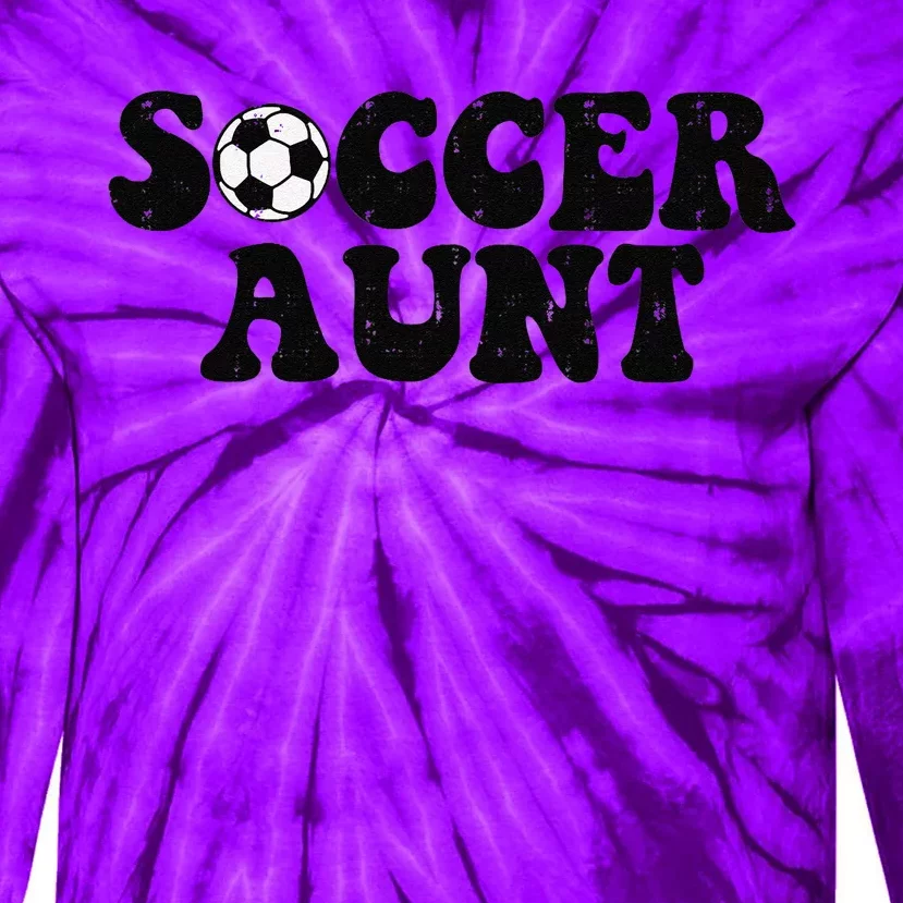 Soccer Aunt Sports Auntie Life Valentines Day Soccer Lover Tie-Dye Long Sleeve Shirt