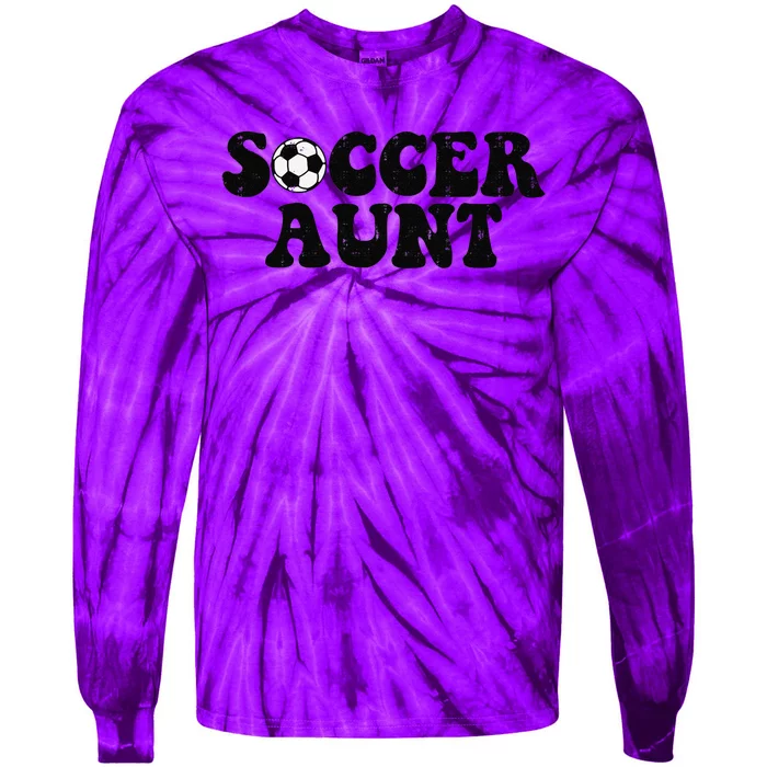 Soccer Aunt Sports Auntie Life Valentines Day Soccer Lover Tie-Dye Long Sleeve Shirt