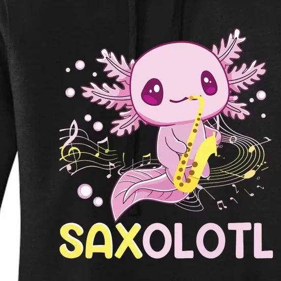 Saxolotl Adorable Saxophone Playing Funny Axolotl Gift Girl Premium Women's Pullover Hoodie