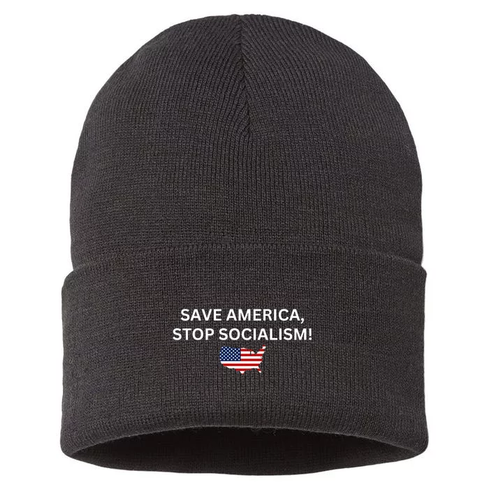 Save America Stop Socialism Sustainable Knit Beanie