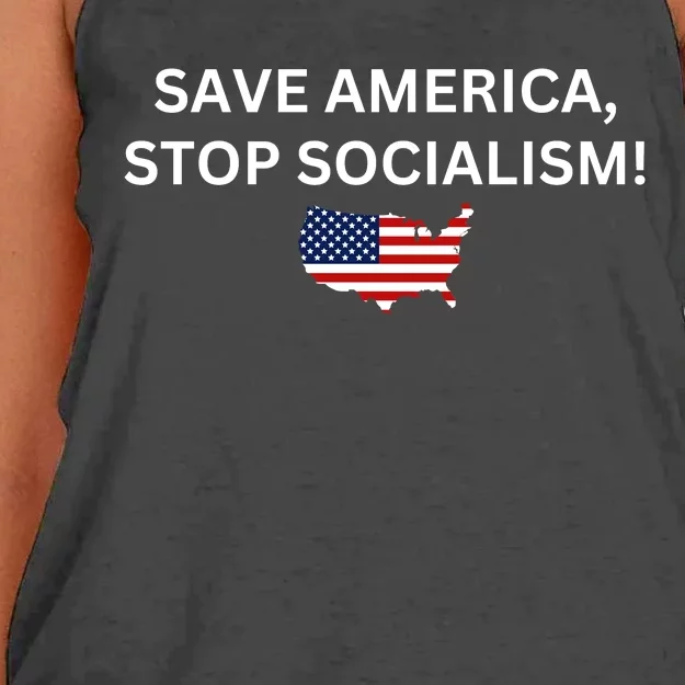 Save America Stop Socialism Women's Knotted Racerback Tank