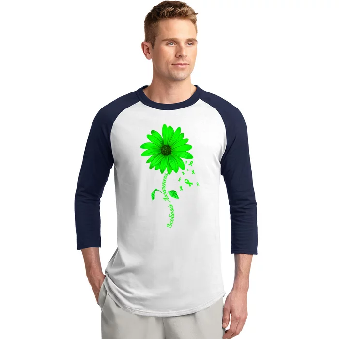 Scoliosis Awareness Sunflower Gift Baseball Sleeve Shirt