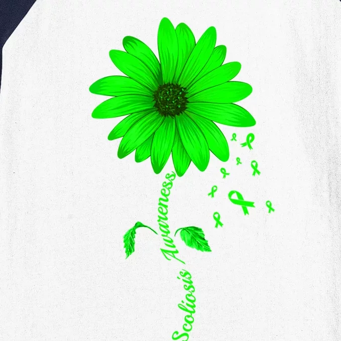 Scoliosis Awareness Sunflower Gift Baseball Sleeve Shirt