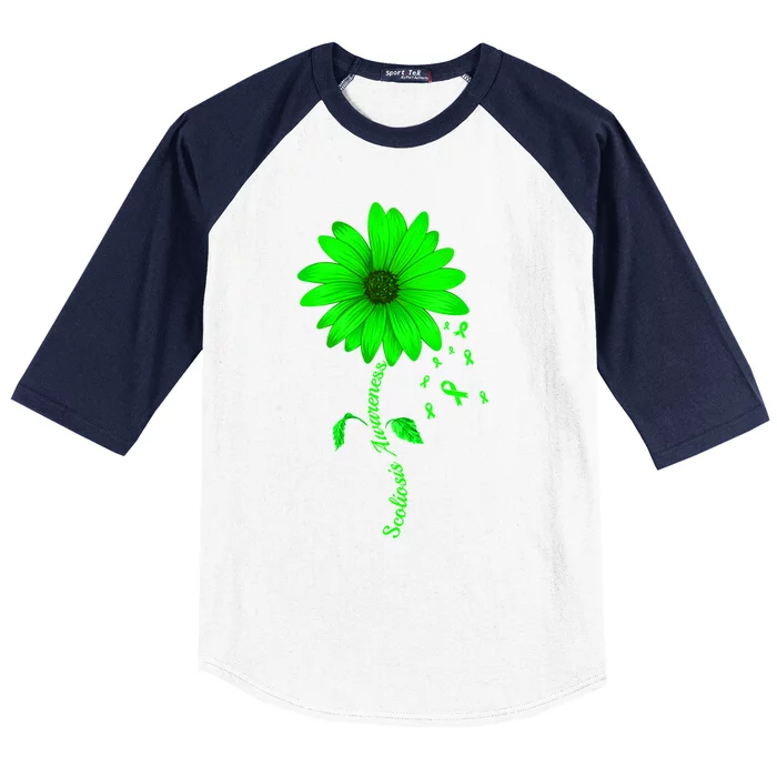 Scoliosis Awareness Sunflower Gift Baseball Sleeve Shirt