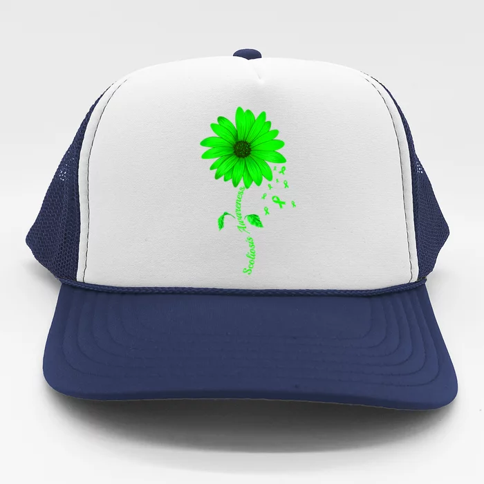 Scoliosis Awareness Sunflower Gift Trucker Hat