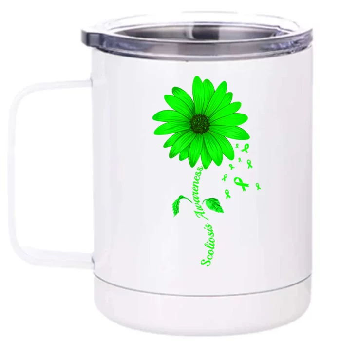 Scoliosis Awareness Sunflower Gift Front & Back 12oz Stainless Steel Tumbler Cup