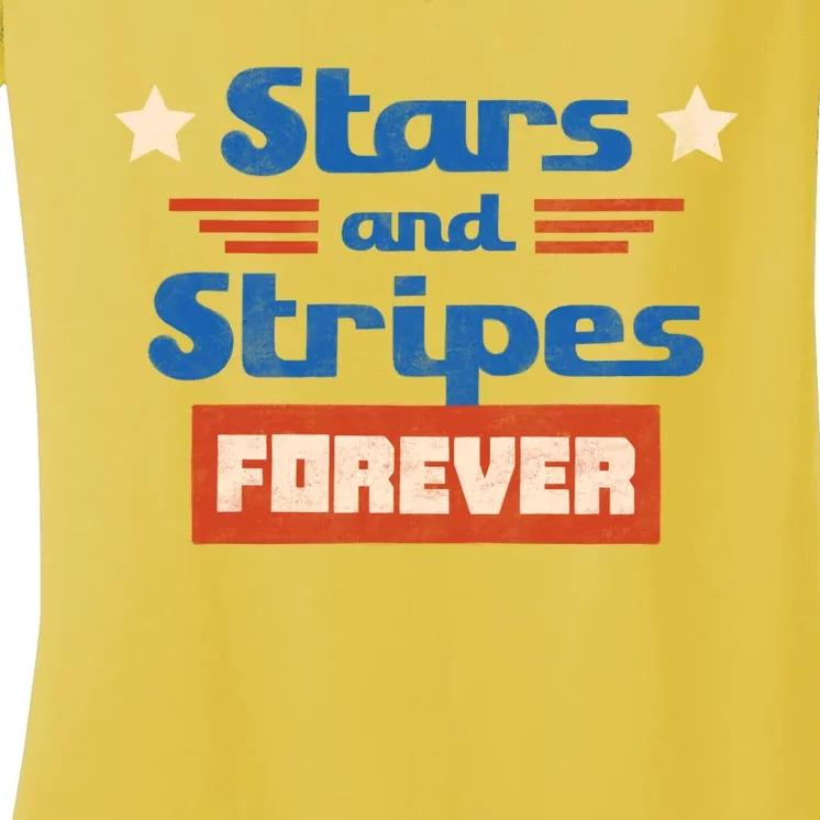 Stars And Stripes Forever Patriotic Holiday Women's V-Neck T-Shirt