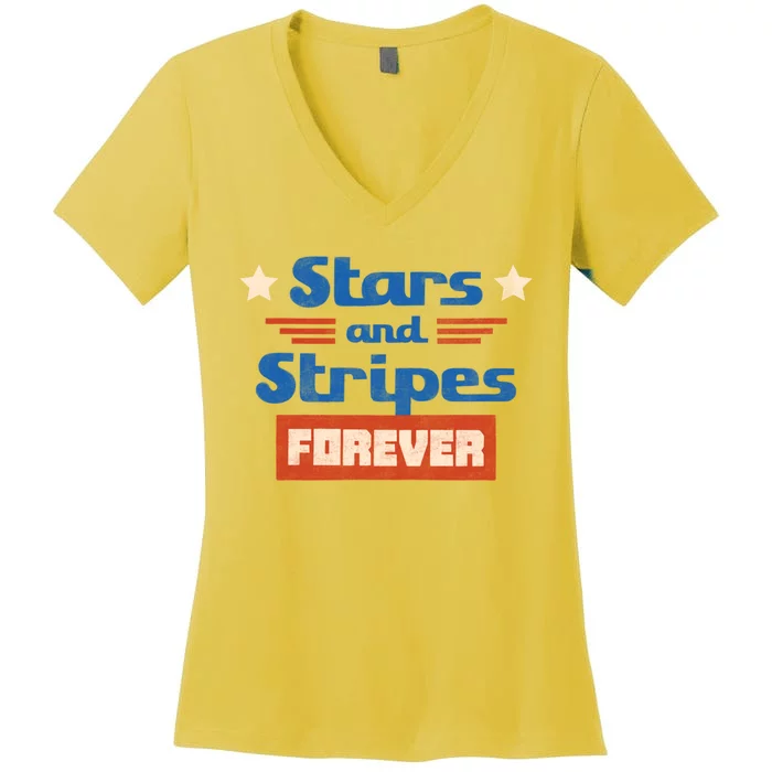 Stars And Stripes Forever Patriotic Holiday Women's V-Neck T-Shirt