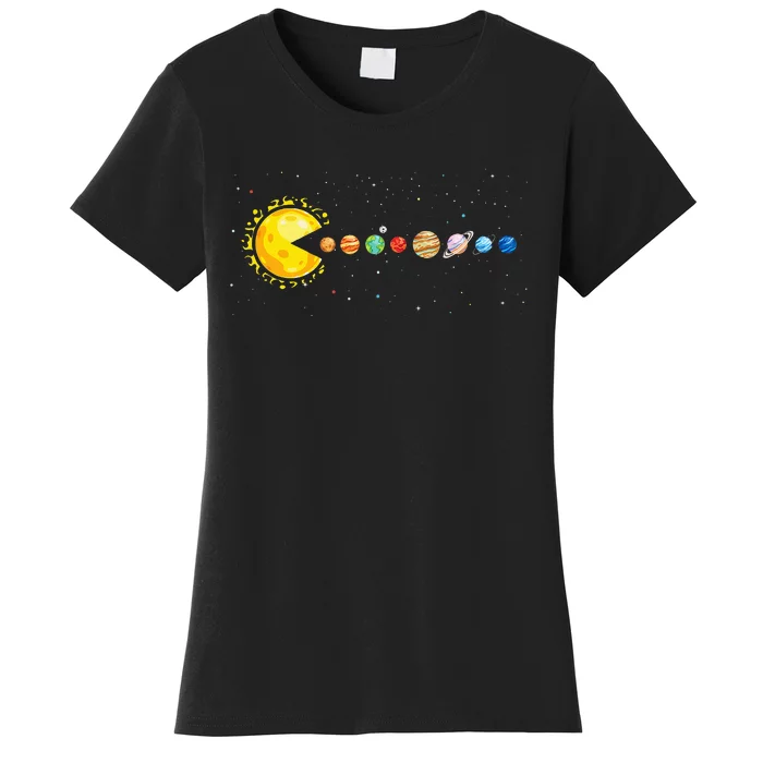 Space Astronomer Science Astronaut Sun Eat Planet Video Game Women's T-Shirt