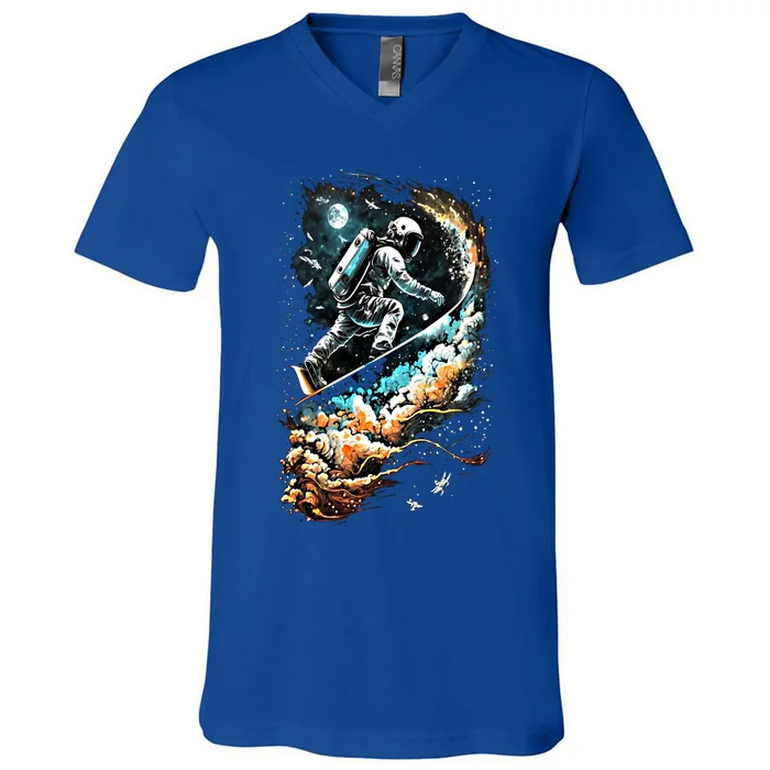 Space Astronaut Surfing Astronomy Space Surfer Gift V-Neck T-Shirt