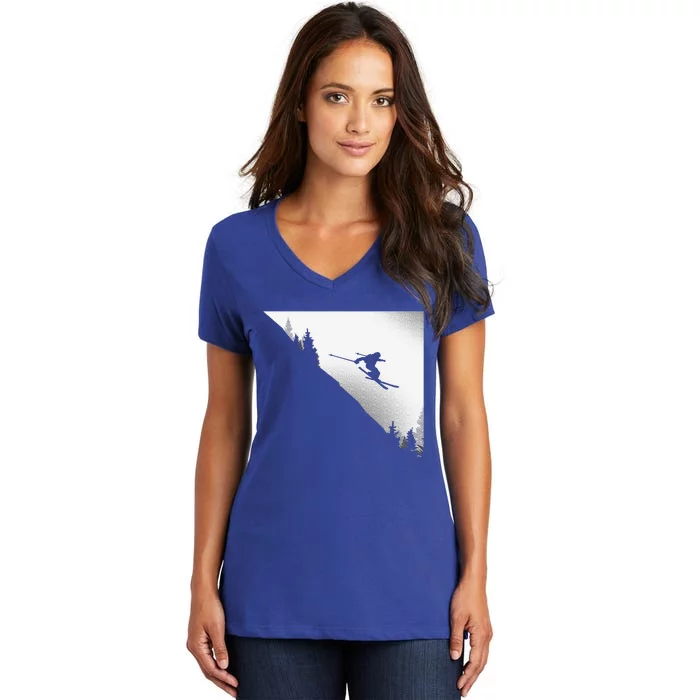 Ski Apparel Skiing Skier Ski Women's V-Neck T-Shirt