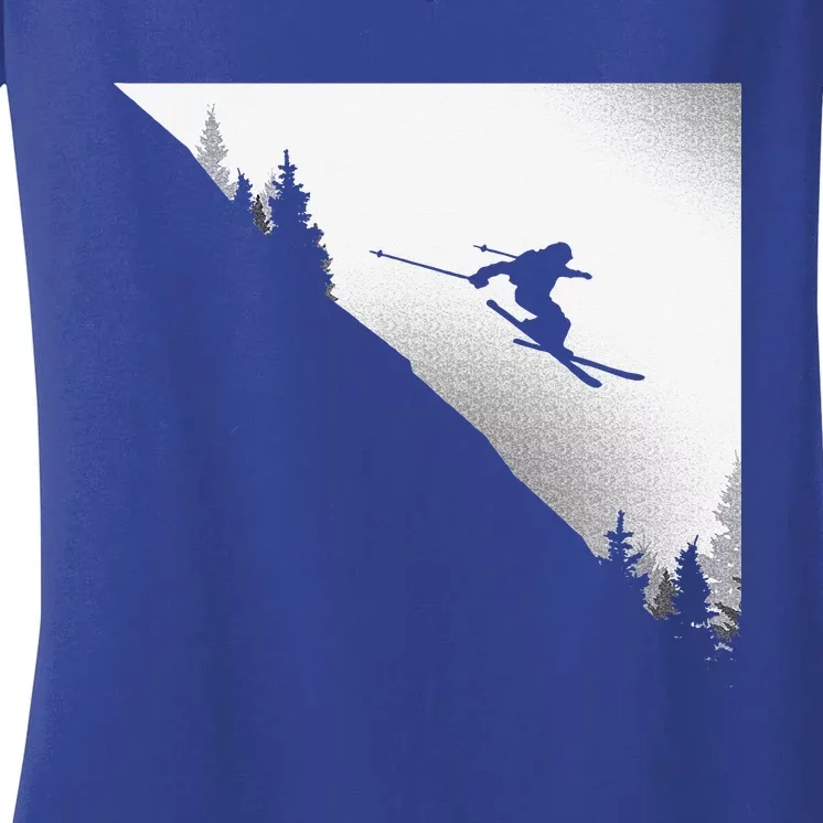 Ski Apparel Skiing Skier Ski Women's V-Neck T-Shirt