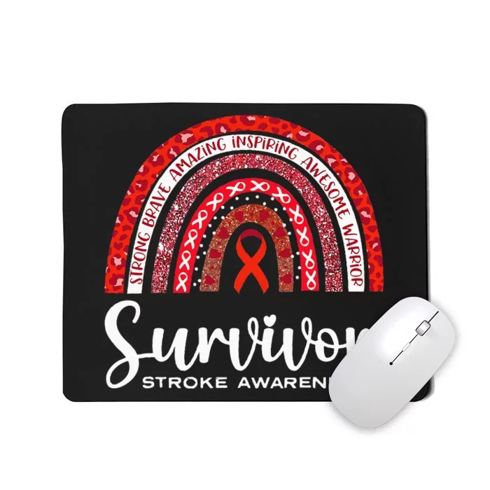 Stroke Awareness Survivor Rainbow Brave Wear Red In May Mousepad