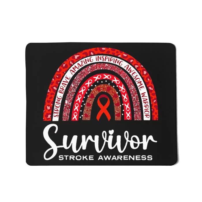 Stroke Awareness Survivor Rainbow Brave Wear Red In May Mousepad