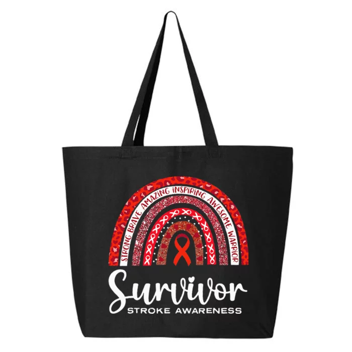 Stroke Awareness Survivor Rainbow Brave Wear Red In May 25L Jumbo Tote